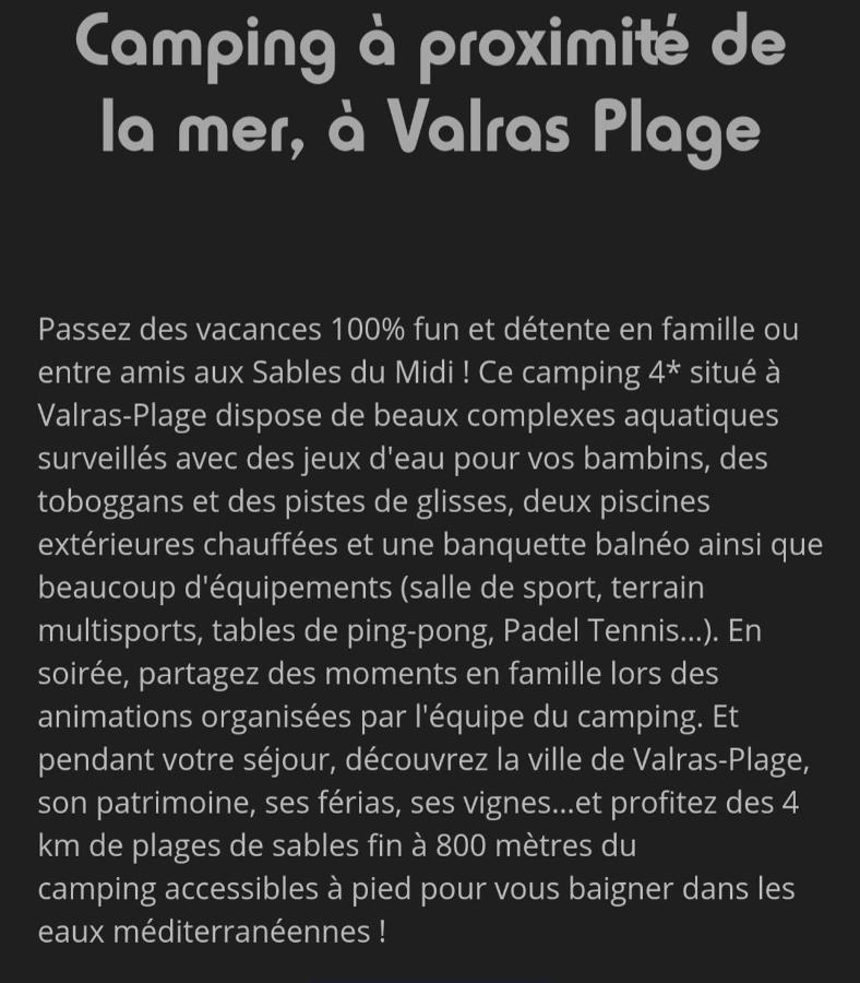 **Magnifique Nouveau Bungalow** Village Siblu - Plage - Piscine - Sauna... Valras-Plage Eksteriør bilde